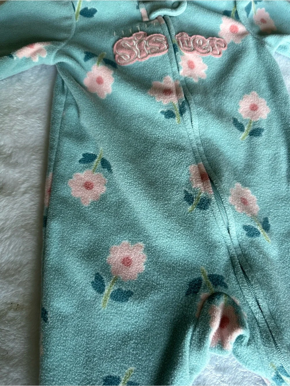 Carter's Mint Green Floral Footed One-Piece